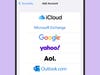 Apple's Mail app interface on an iPhone, showing all the email accounts you can add to it, including Google.