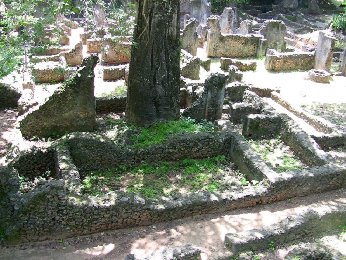 Centuries-old burial ground in Kenya on a sunny day