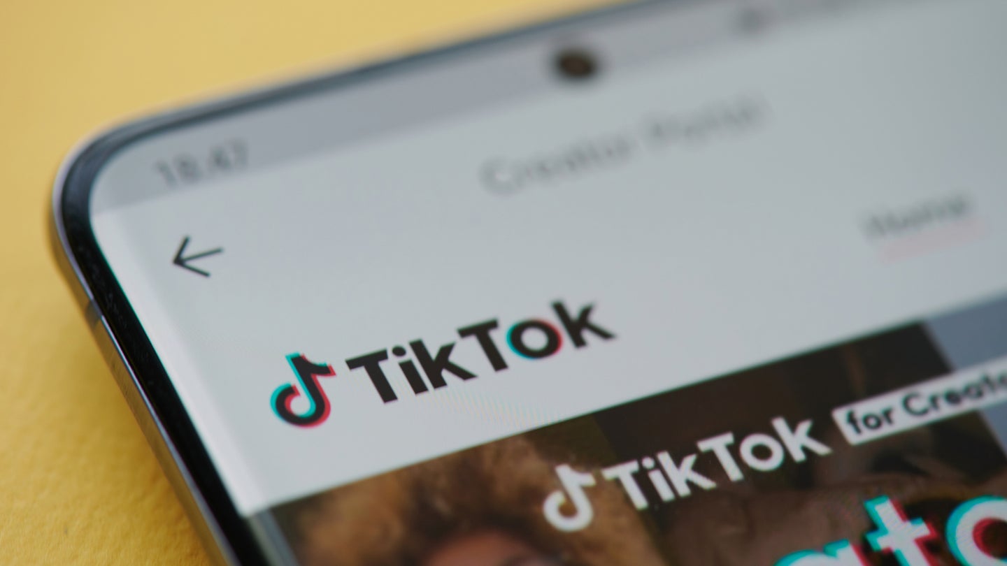 TikTok app homescreen on smartphone close-up