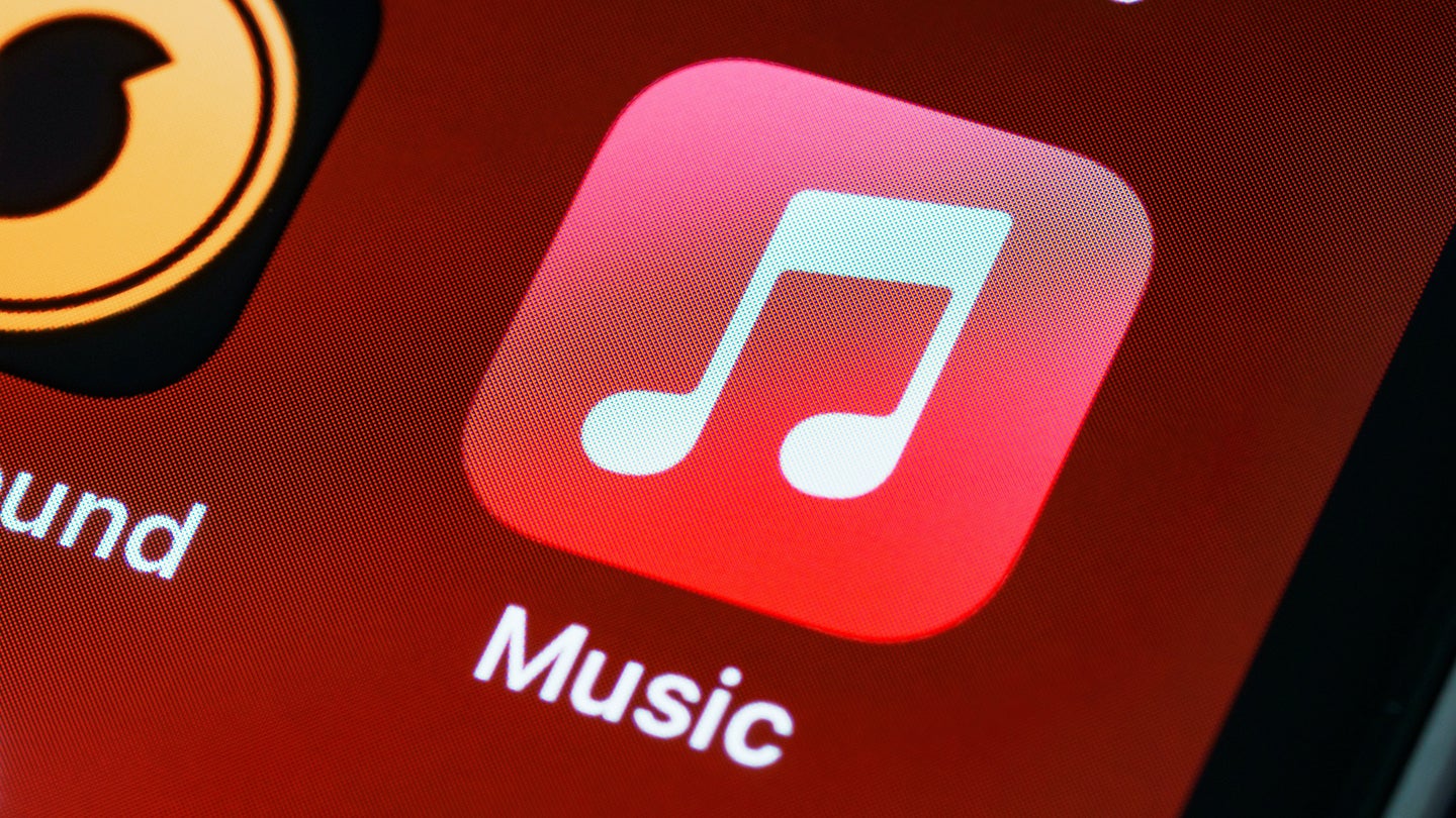 The Apple Music iPhone app icon, red.