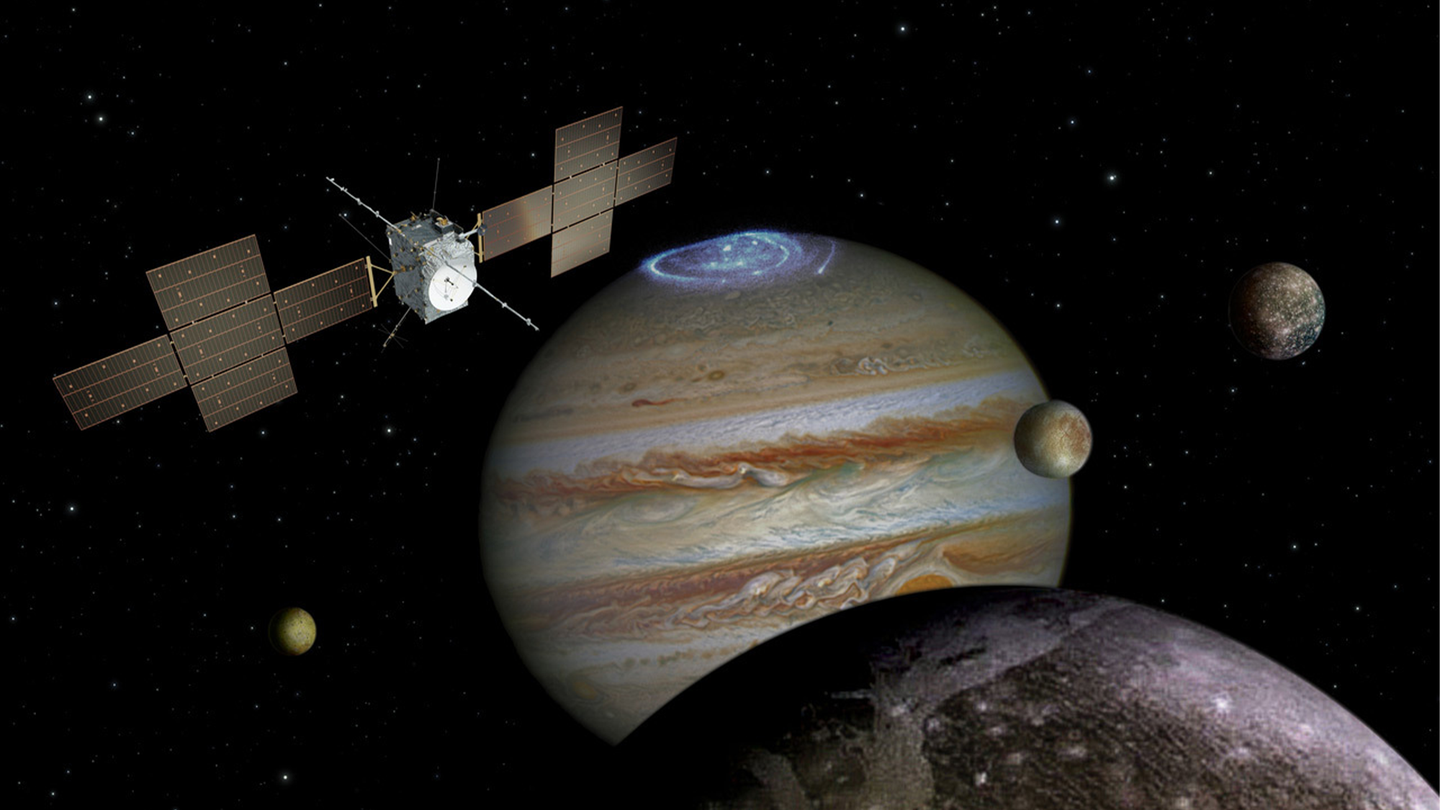 Artist's concept of JUICE spacecraft at Jupiter