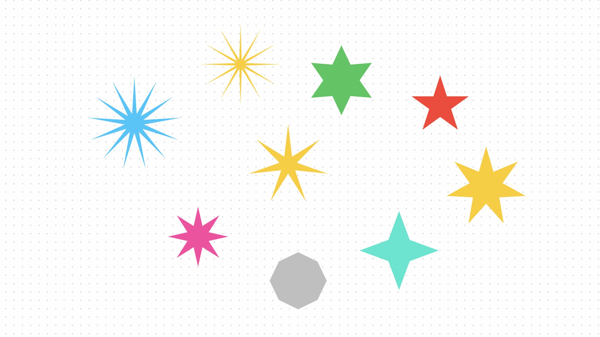 Screenshot of star-shaped elements on Apple's Freeform.