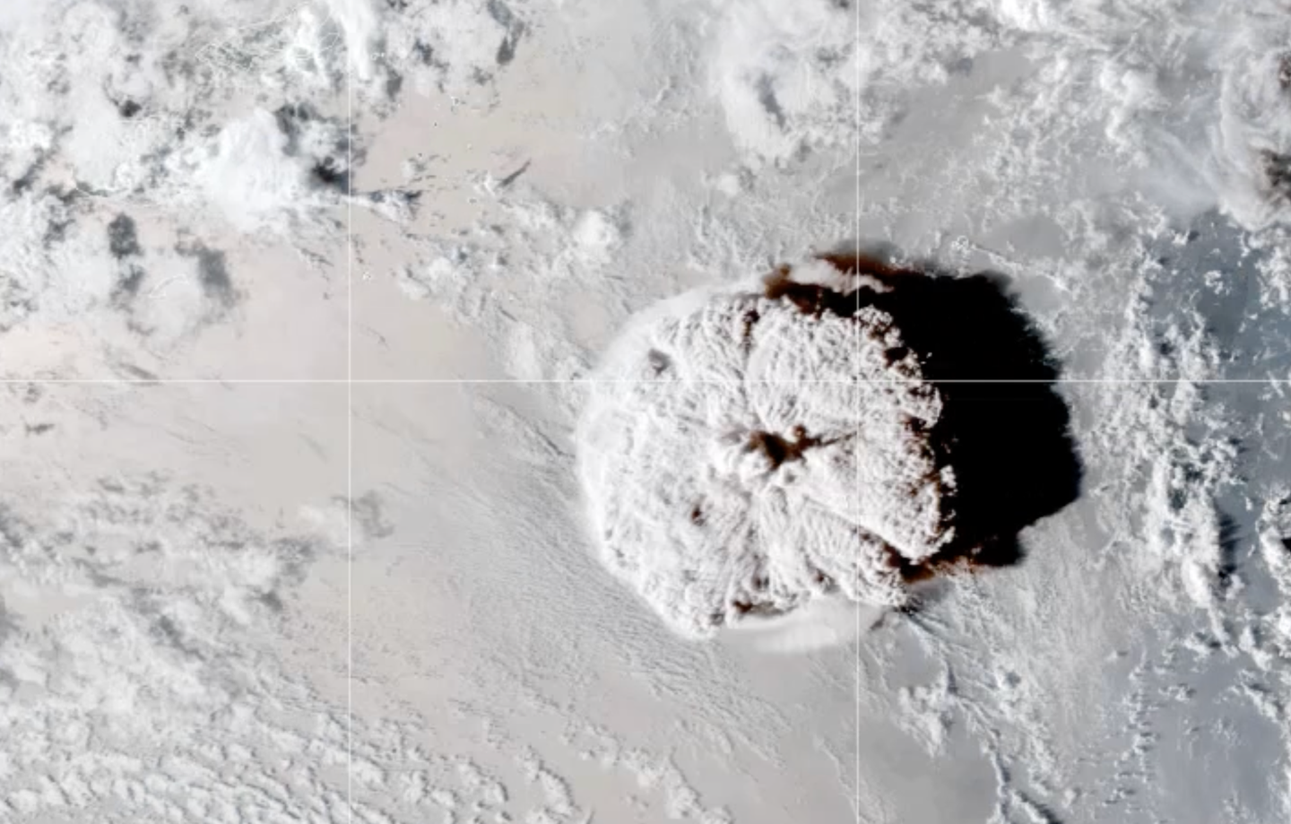 Satellite image of the powerful eruption.