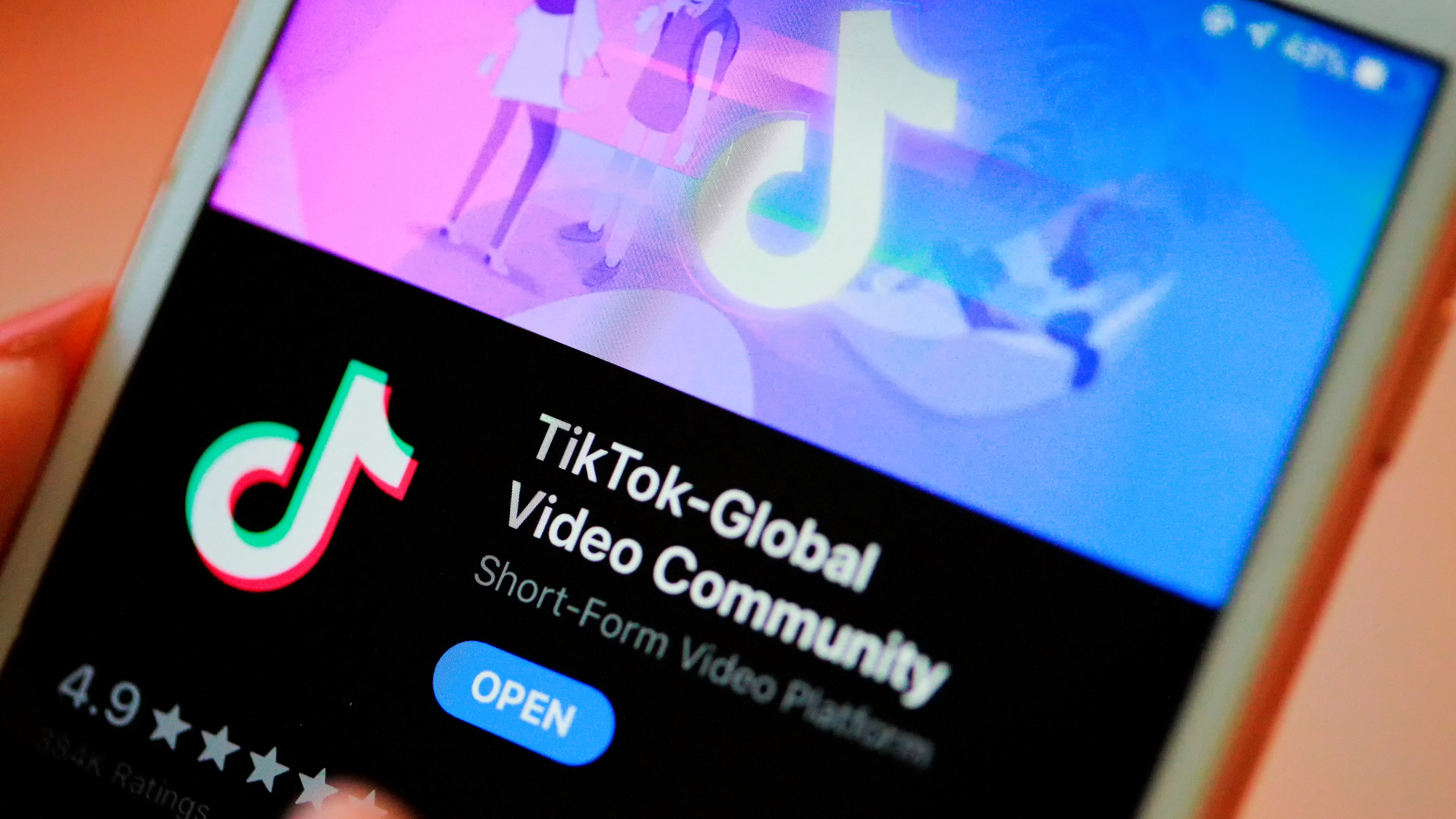 TikTok app download screen on smartphone