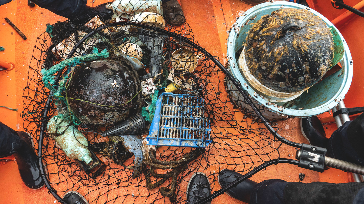 Examples of floating plastics collected in the North Pacific Subtropical Gyre during The Ocean Cleanup’s 2018 expedition.