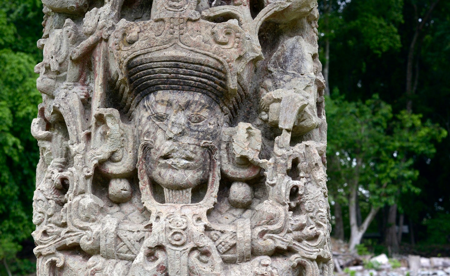 Ancient Maya idol in Copán, Guatemala