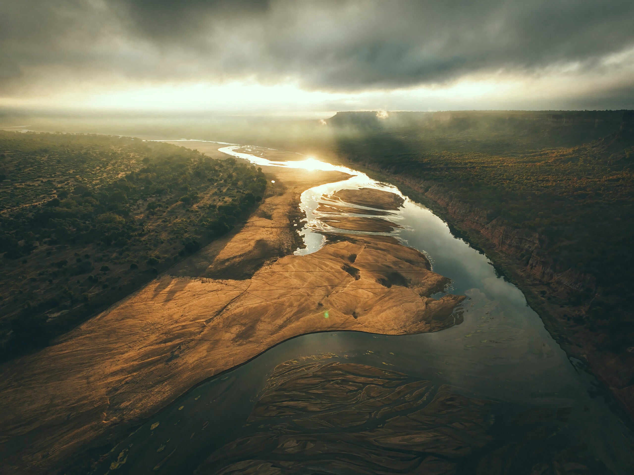 Chilojo Cliffs in Zimbabwe seen from aerial view