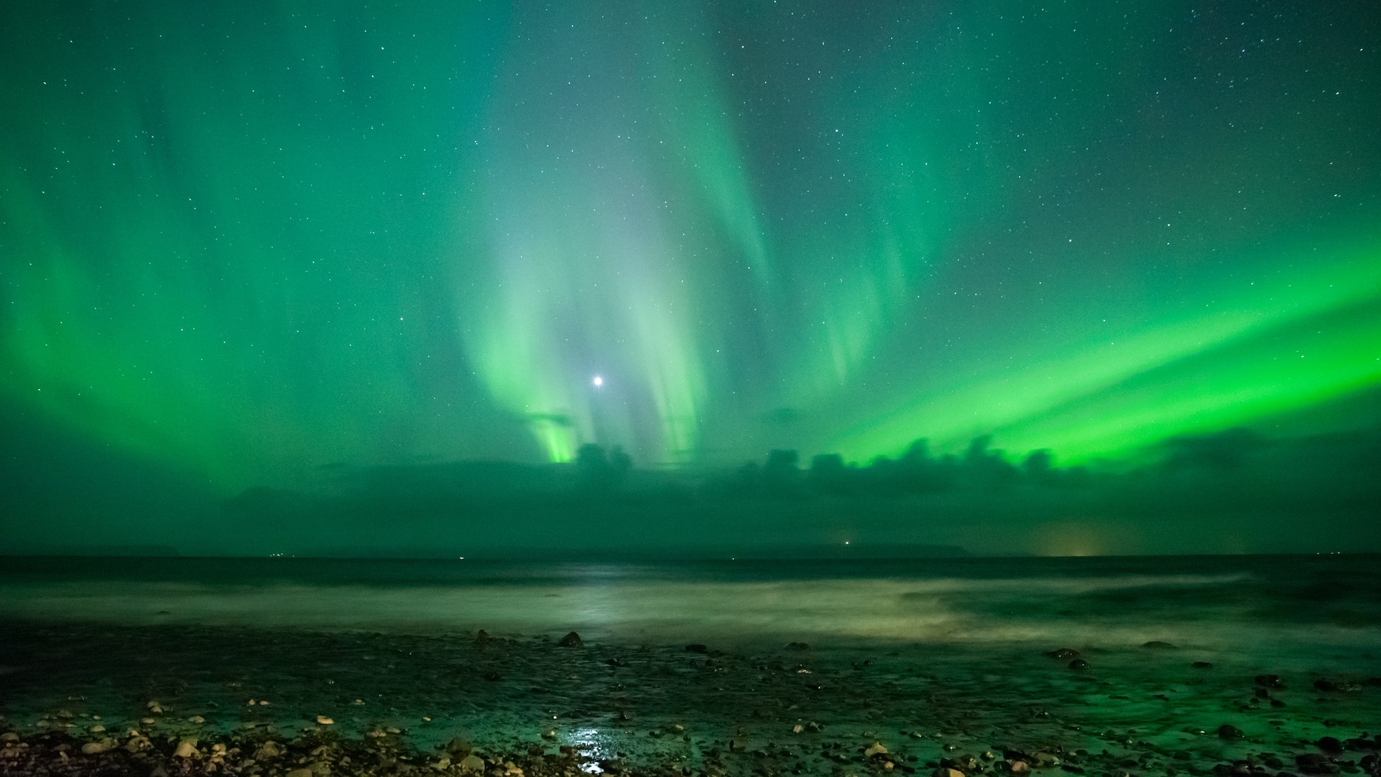 northern lights over the Arctic ocean