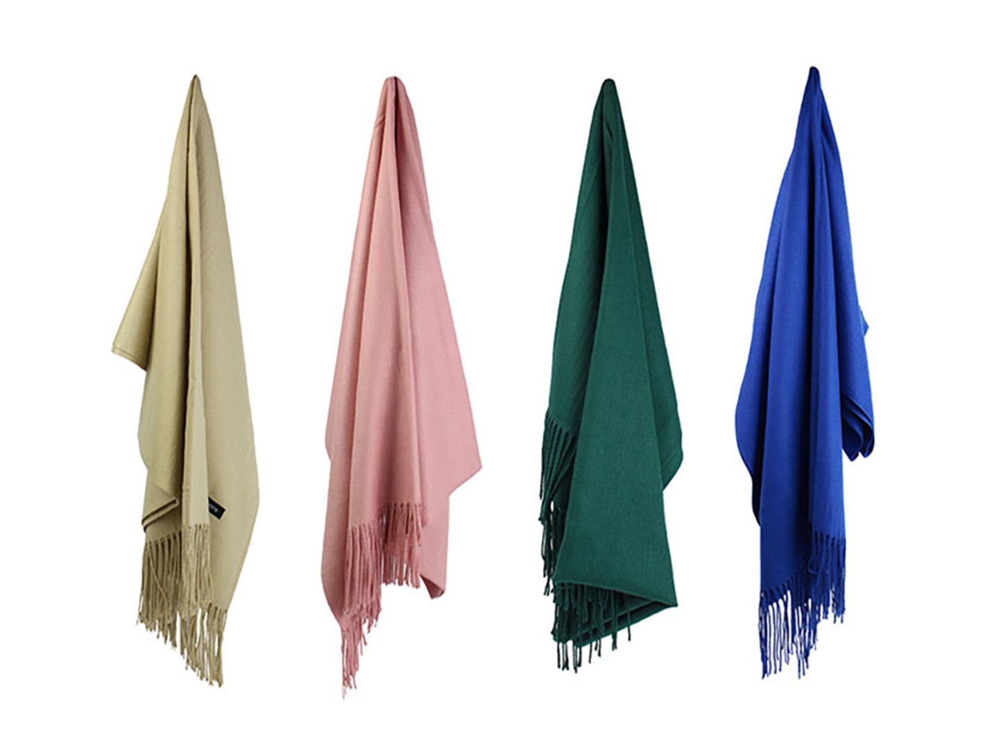 A variety of shawl's on a white background