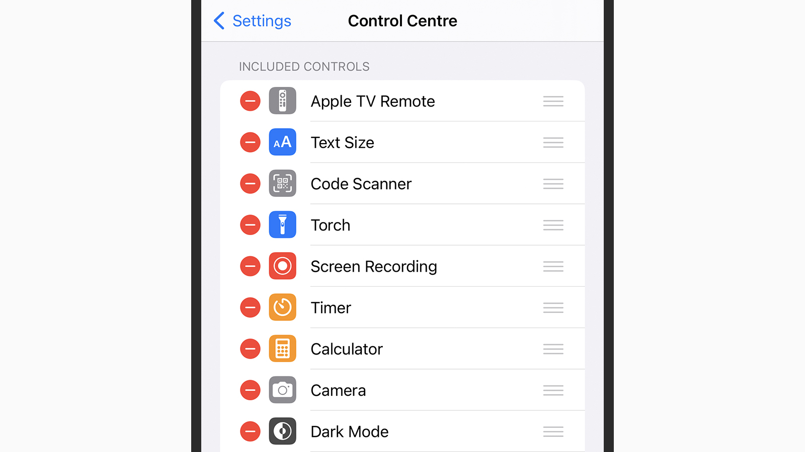 The options for using your iPhone as an Apple TV remote.