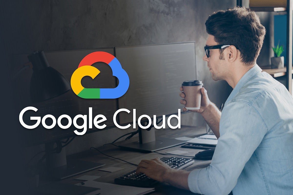 A person working using Google Cloud.