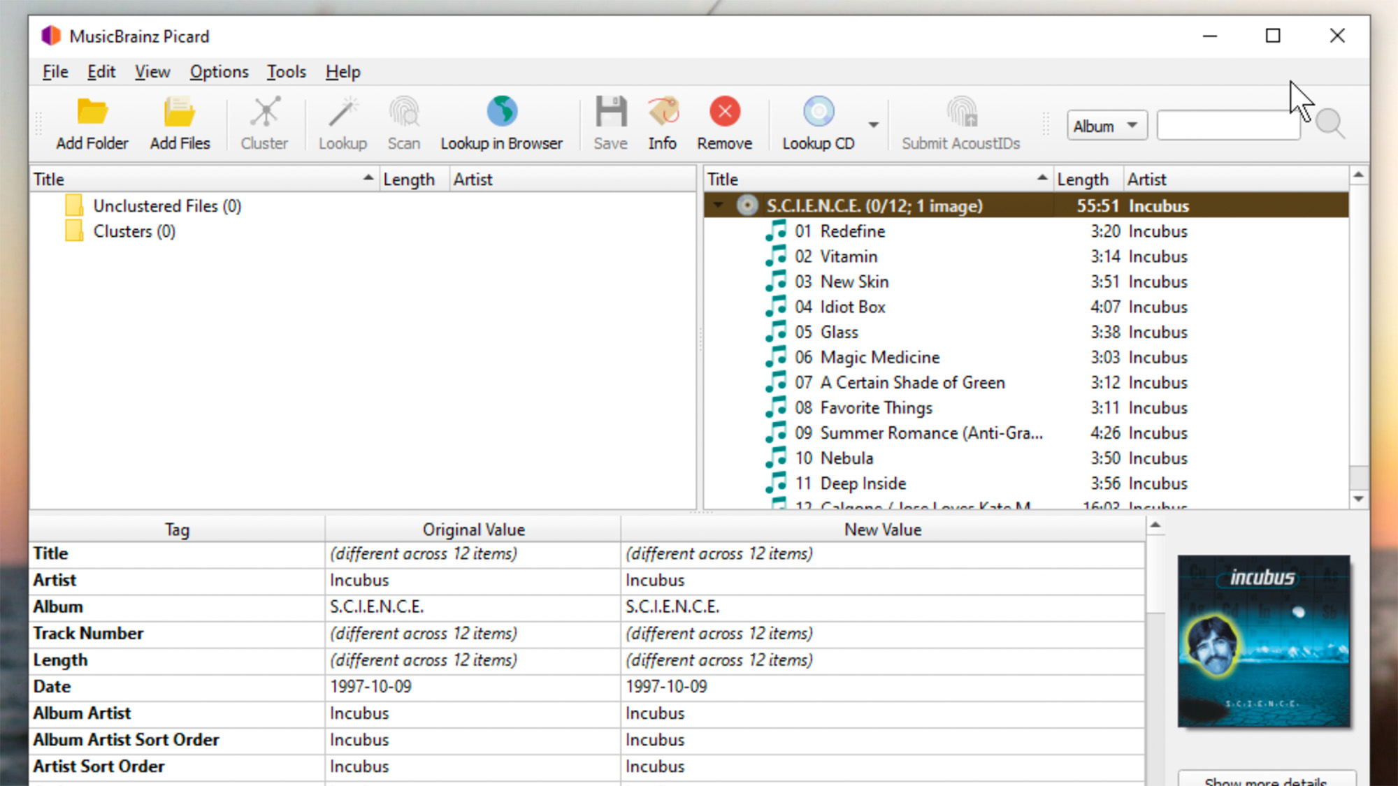 Use MusicBrainz Picard to organize your sloppy music collection