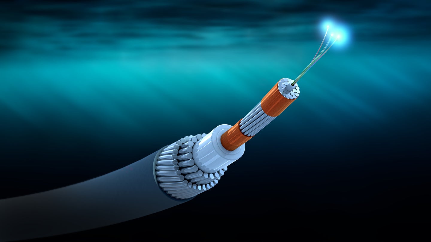 Illustration of a submarine communications cable.