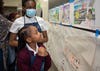 Student council representatives at the Bronx Charter Schools for Better Learning (BBL2) participate in a mural project for the battery facility. 
