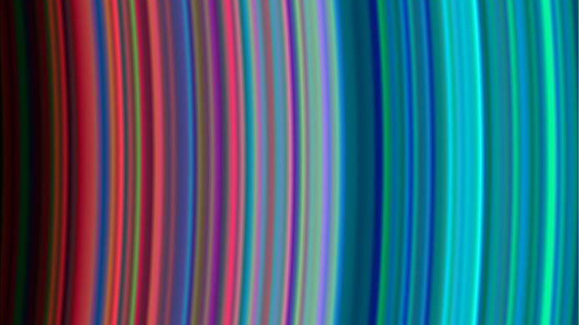 A closeup of Saturn's colorful rings. The image was taken on June 30, 2004 using the Cassini spacecraft’s Ultraviolet Imaging Spectrograph as it entered the planet’s orbit.