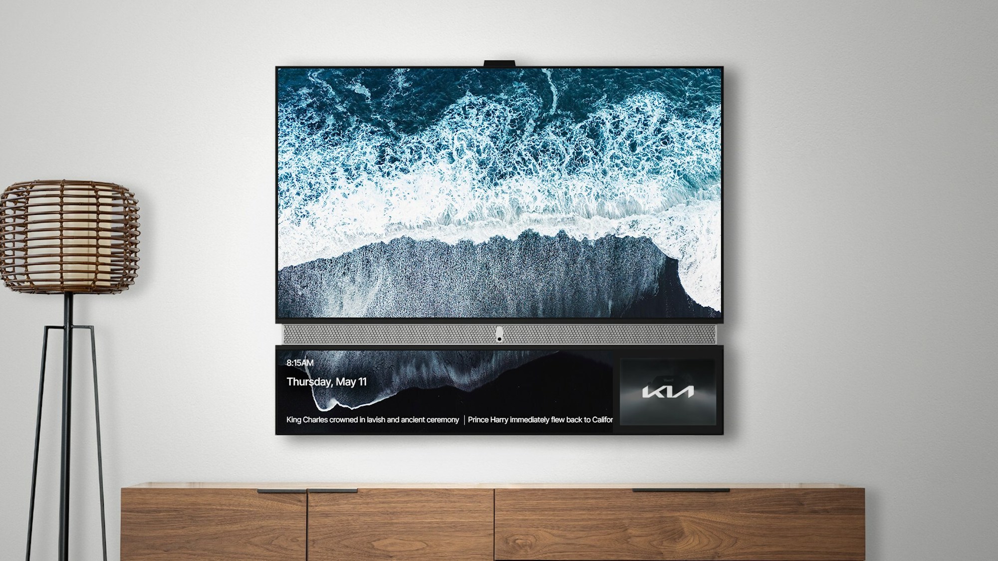 Telly dual-screen smart TV mounted on wall
