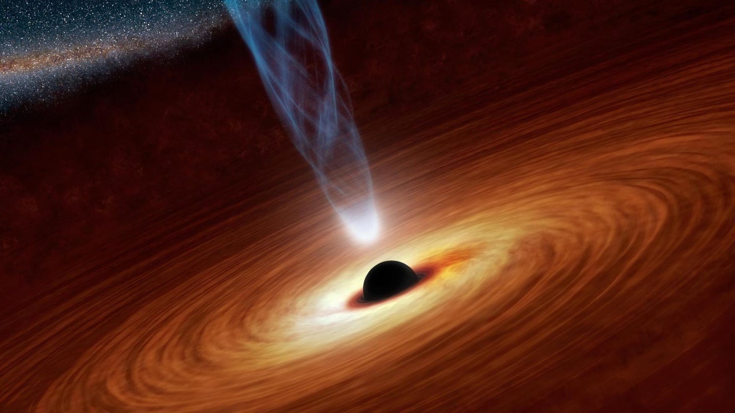 A supermassive black hole with a mass many times that of our sun.