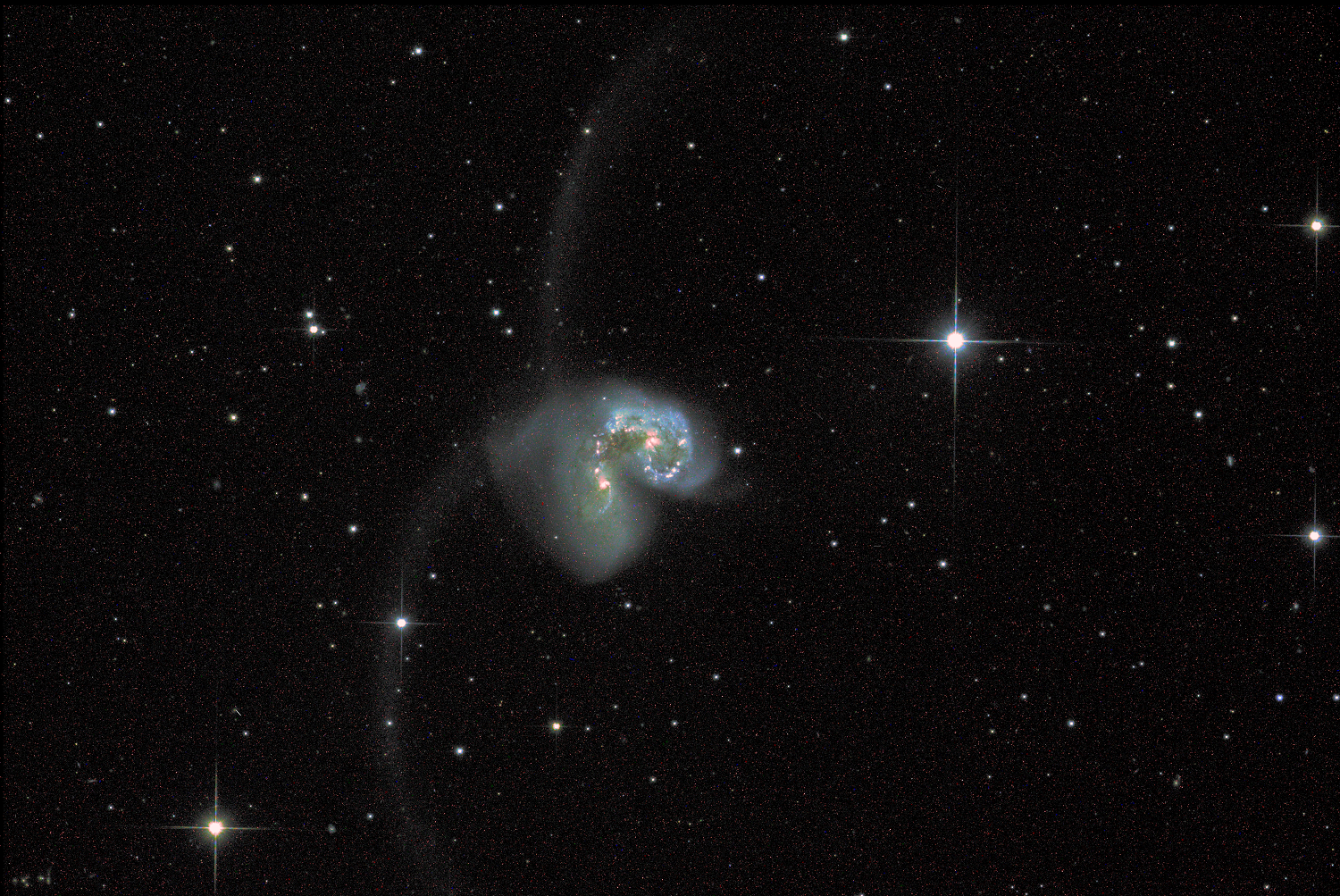 Antennae galaxies in NASA SuperBIT imahe