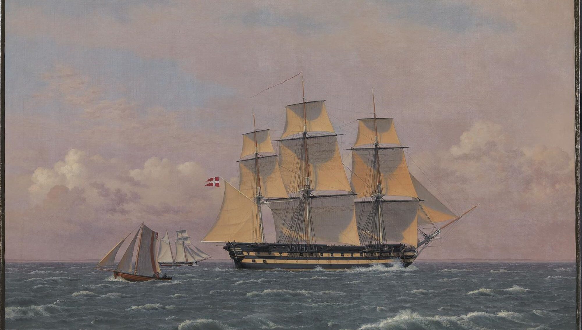 C.W. Eckersberg's painting "The 84-Gun Danish Warship Dronning Marie in the Sound” contains beer byproducts in its canvas primer. 