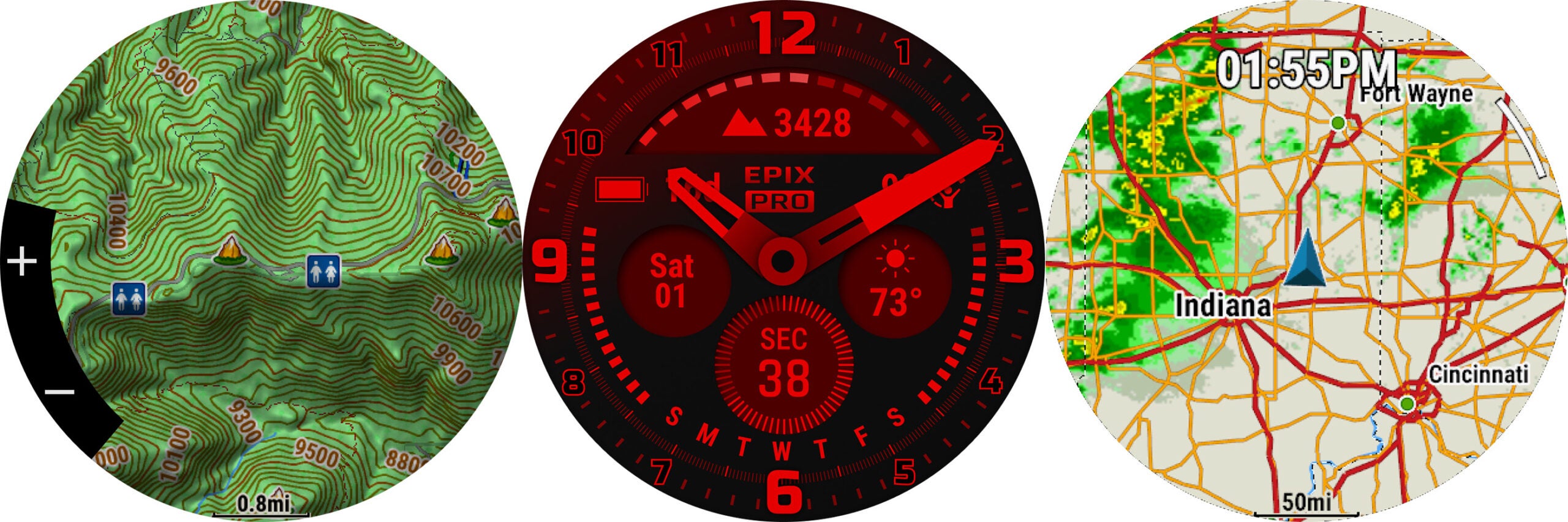 Three new display types on the Garmin epix Pro smartwatch