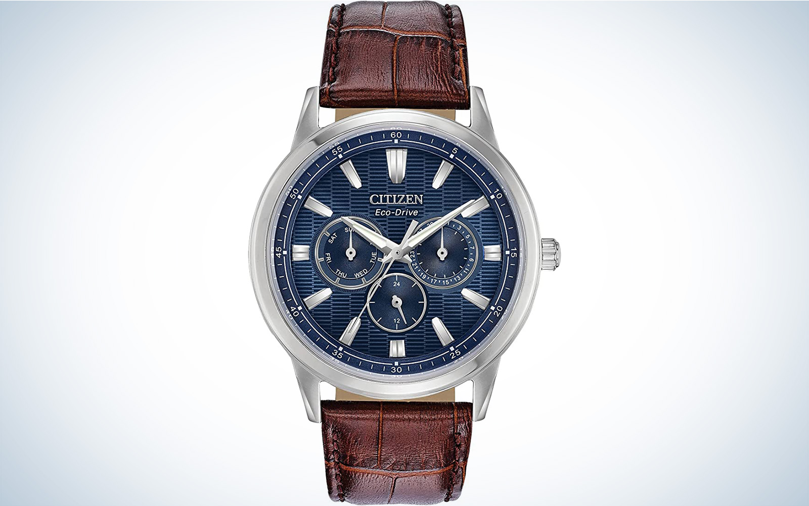 Citizen Men's Eco-Drive Corso Classic Watch in Stainless Steel with Brown Leather strap
