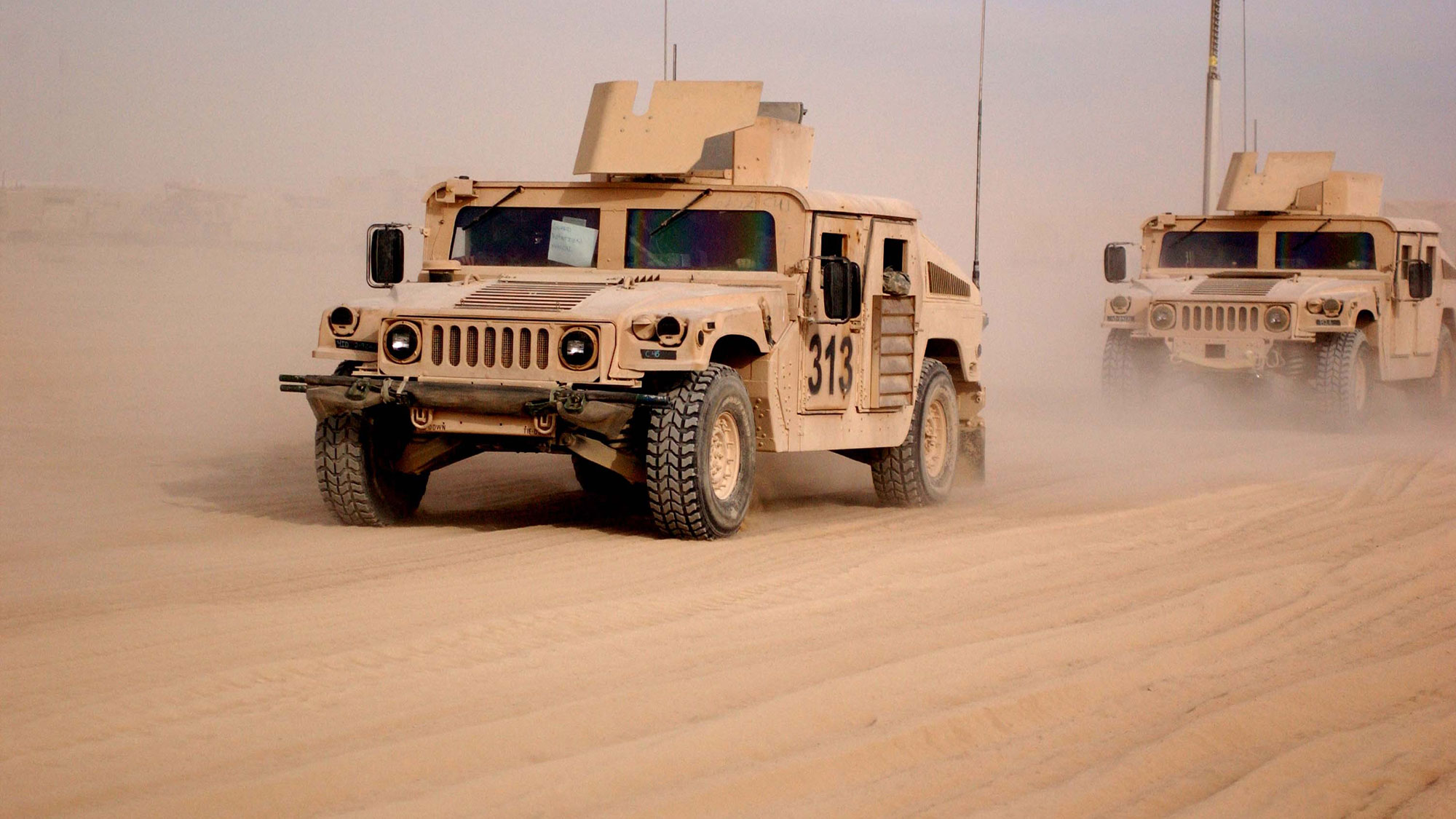 humvees in Kuwait in 2005