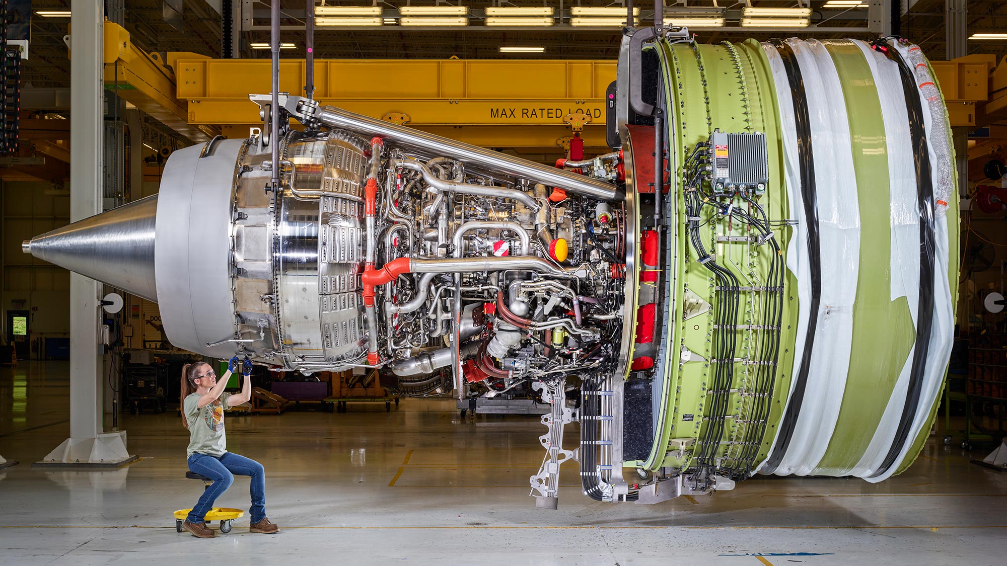 inside of large airplane engine
