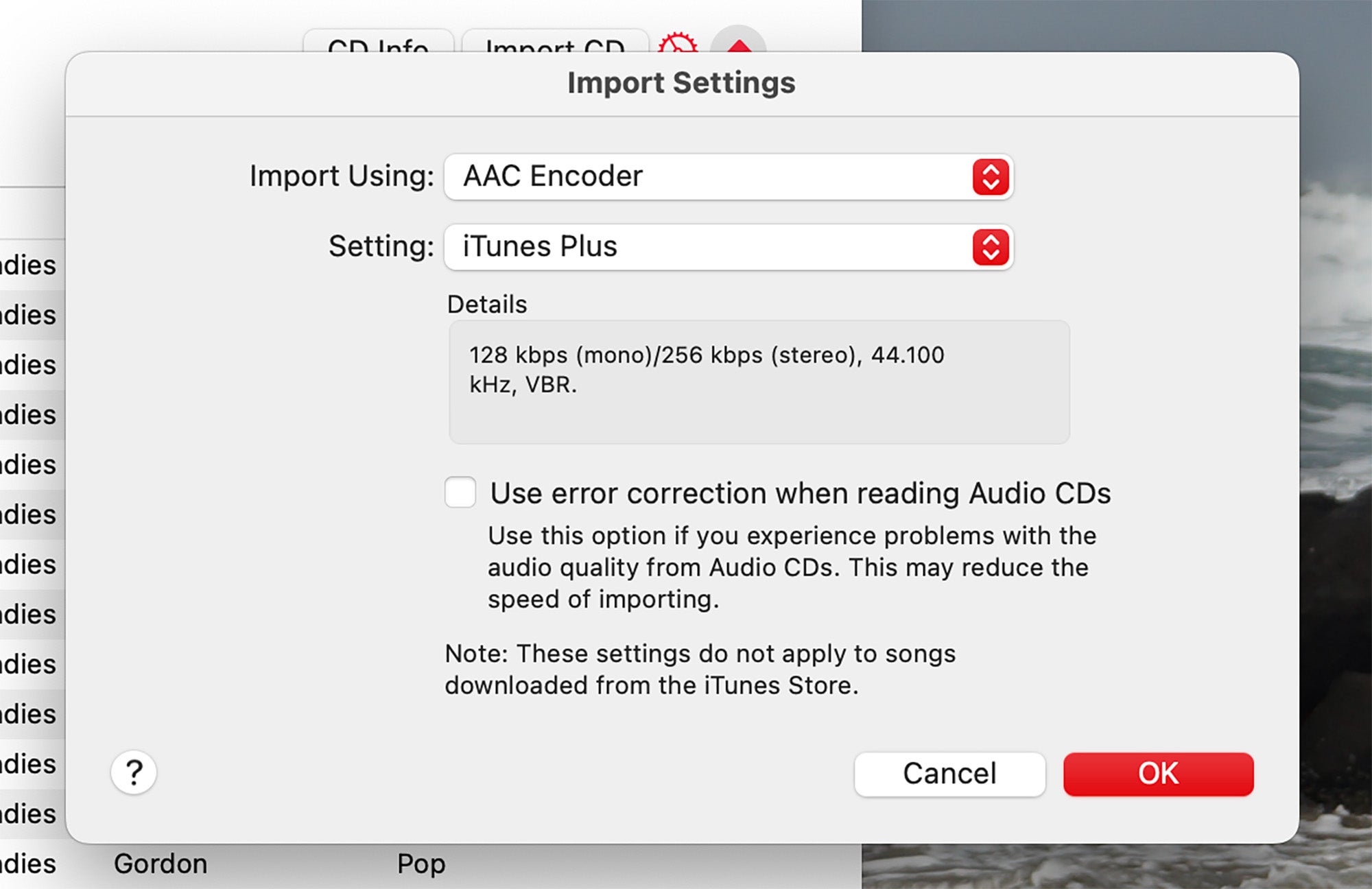 Выходные форматы при копировании компакт-дисков в приложении Apple Music. 