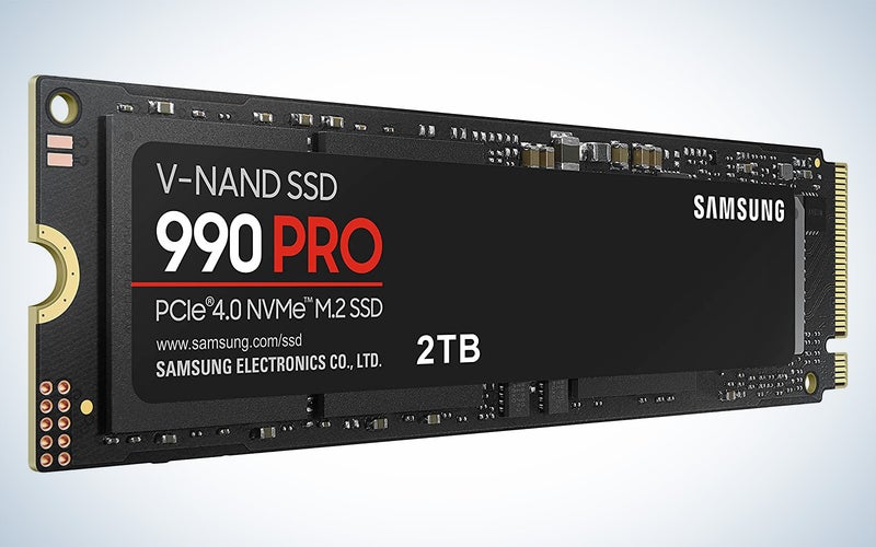 Samsung 990 Pro SSD on a plain background