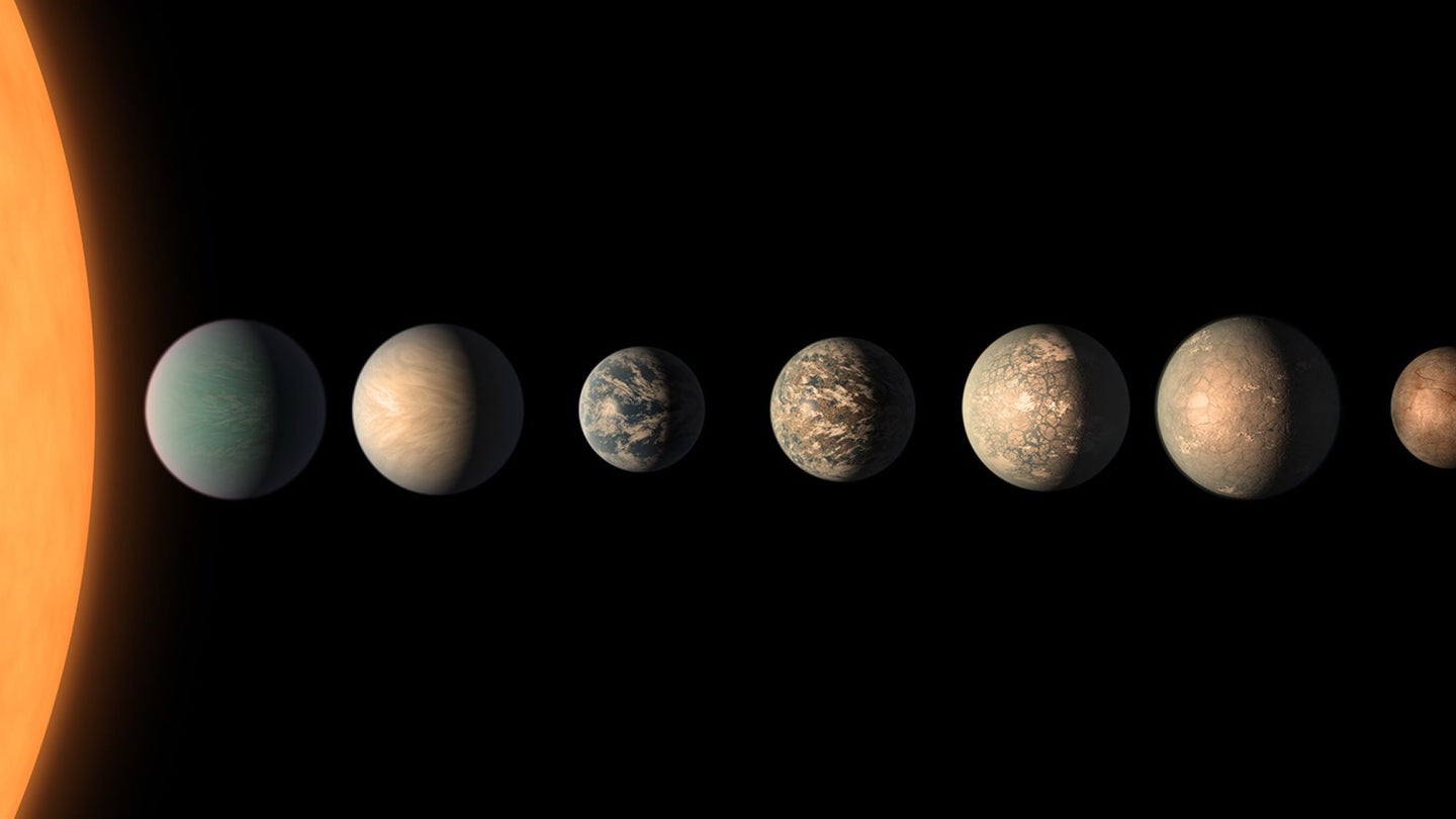 The TRAPPIST system, which has the most Earth-sized planets known yet.