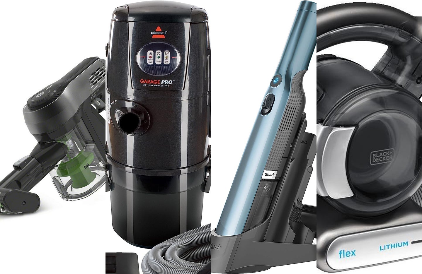 A lineup of the best car vacuums on a white background