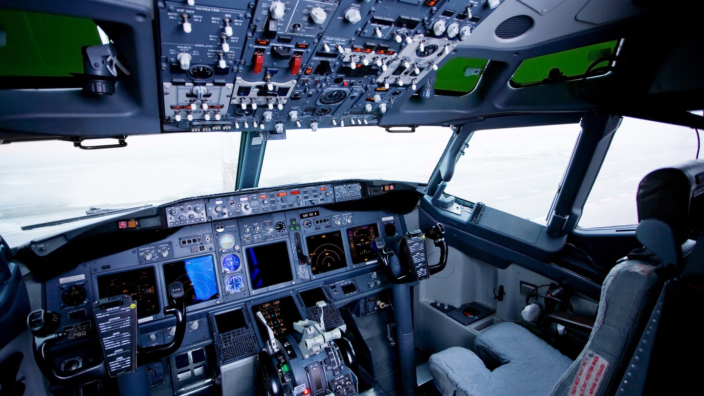 Boeing plane interior cockpit