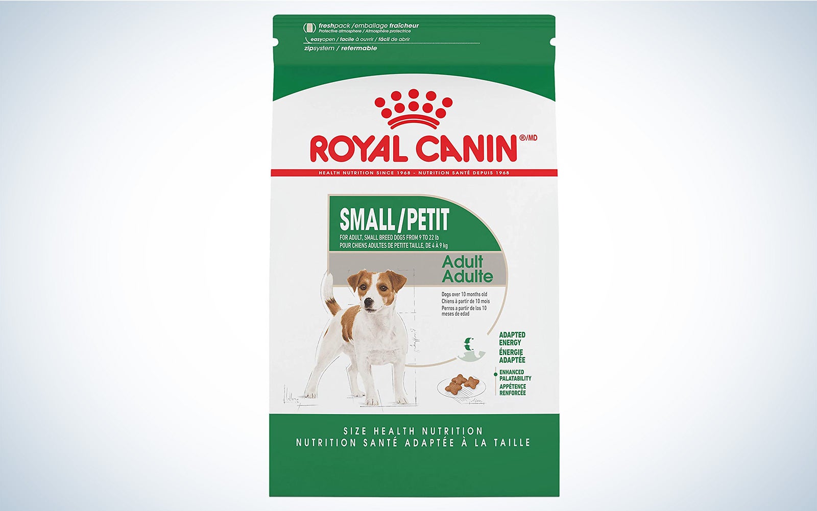 The best dog food for small breeds in its bag. Royal Canin bag