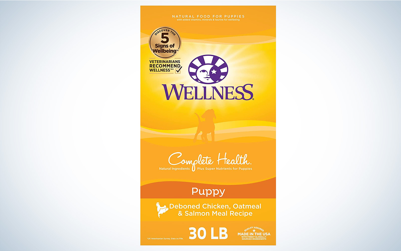 The best dog food for puppies Wellness bag