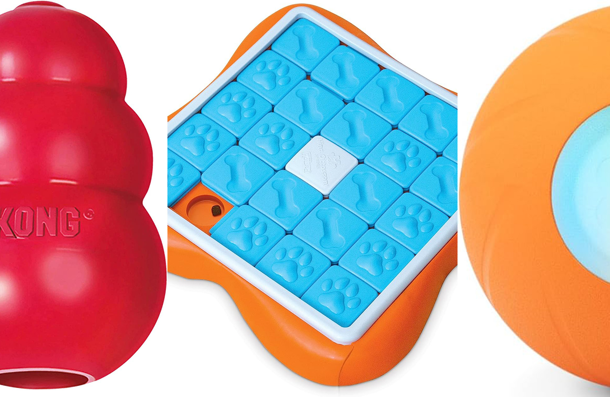 Orange Dog Treat Ball Toy, Interactive Dog Iq Puzzle Toy 3 Holes Food  Dispensing Pet Toy For Small Medium Dogs Chasing Chewing Training