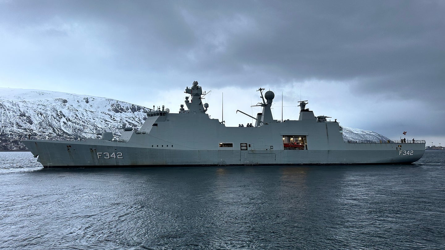 A Danish frigate in Norway in May.