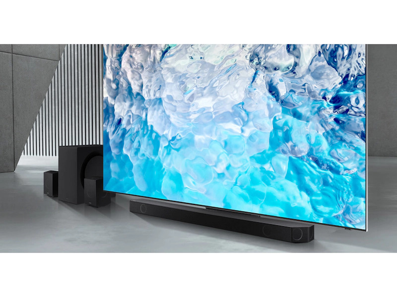 The Samsung HW-Q990B is Atmos-ready and can produce 11.1.4-channel sound. / Samsung