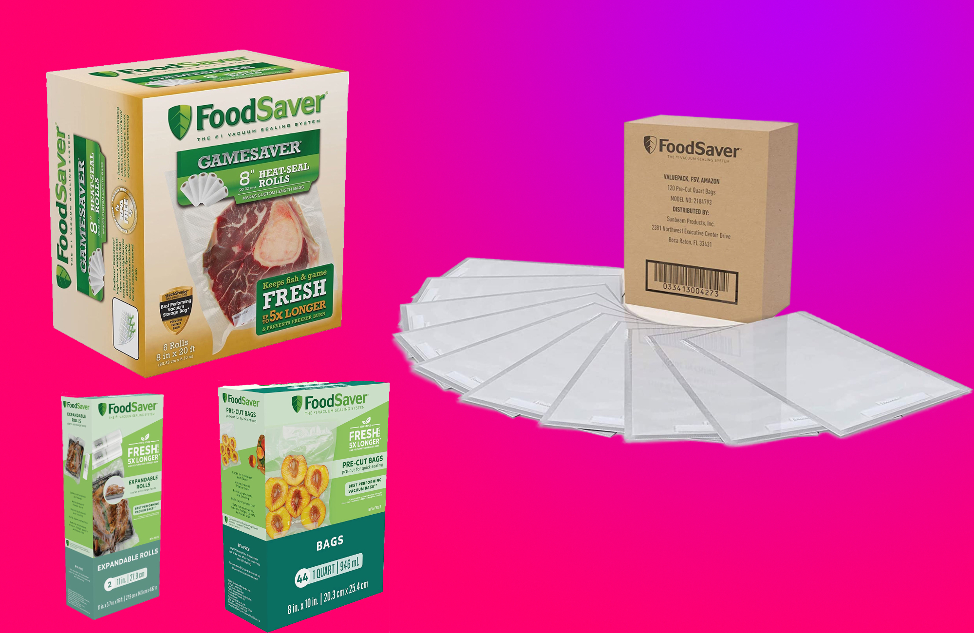 FoodSaver GameSaver Vacuum Sealer Bags, Rolls for Custom Fit