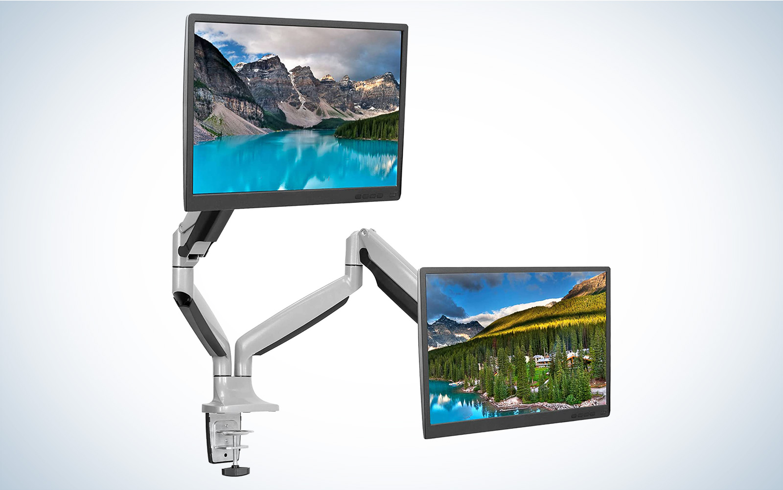 Mount It! Dual monitor arms with monitors on them