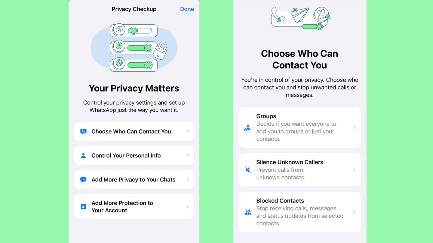WhatsApp's new Privacy Checkup Menu allows you block calls from unknown numbers.