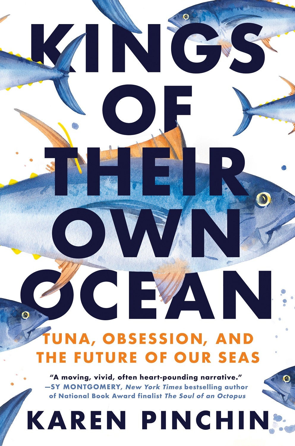 Kings their Own book cover with black and orange text and bluefin tuna illustrations
