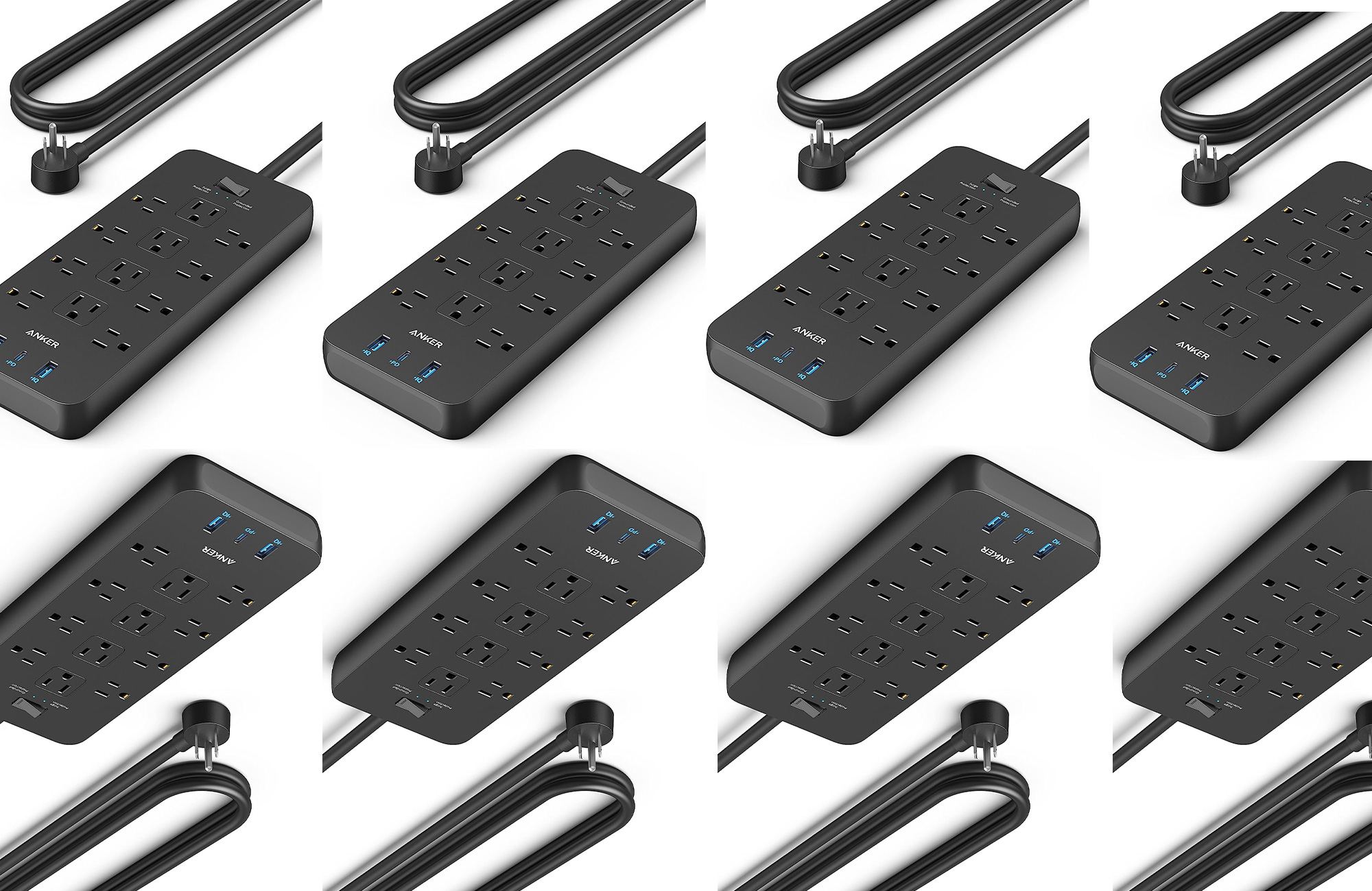 A collage of surge protectors for an Amazon deal