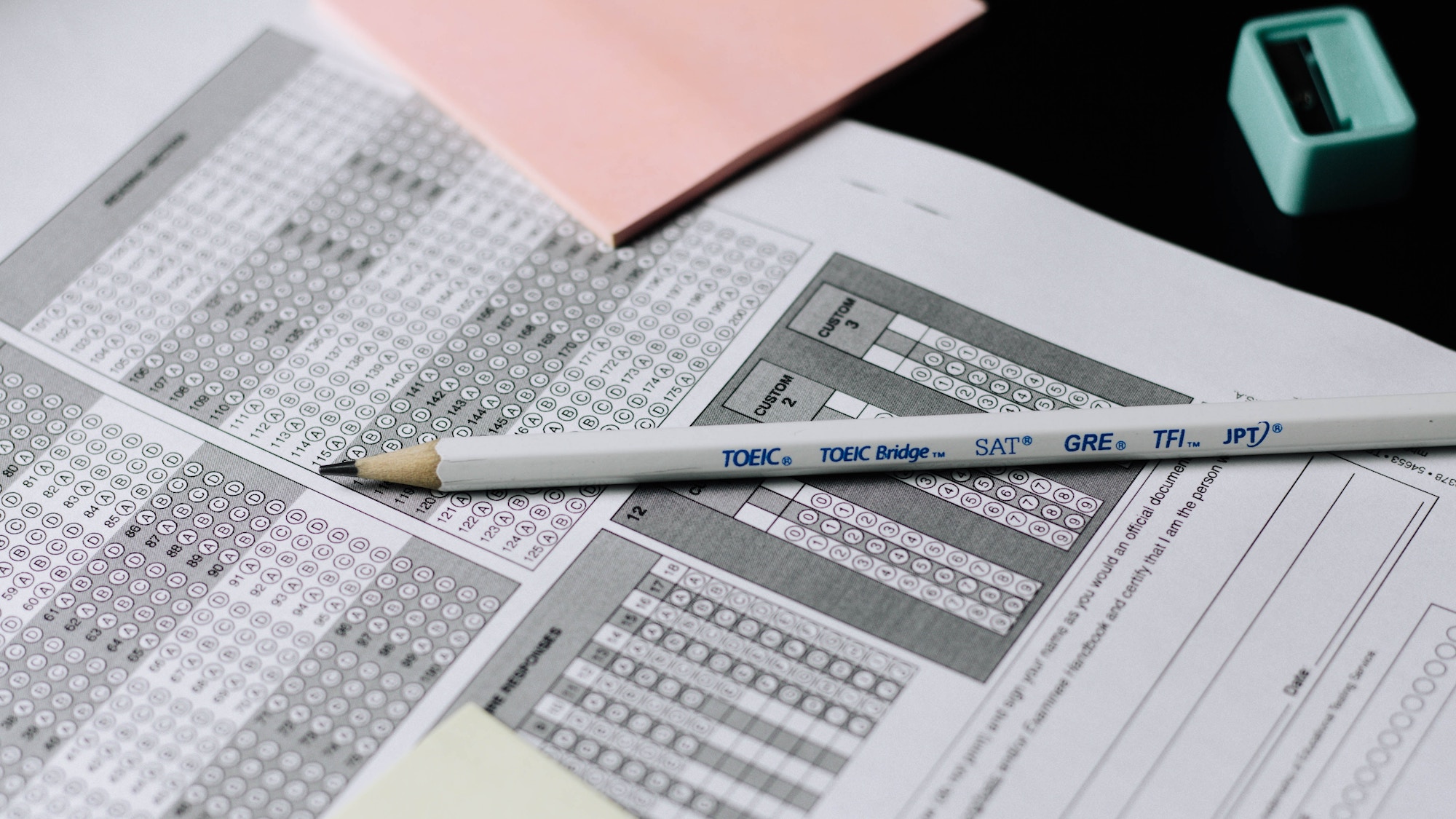 multiple choice scantron with pencil