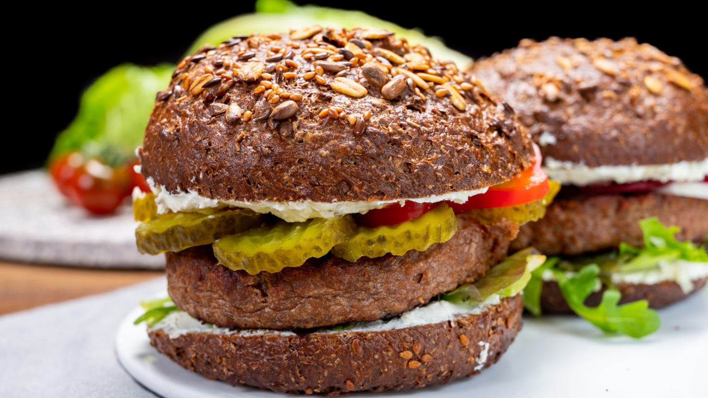 Grilled vegan hamburger