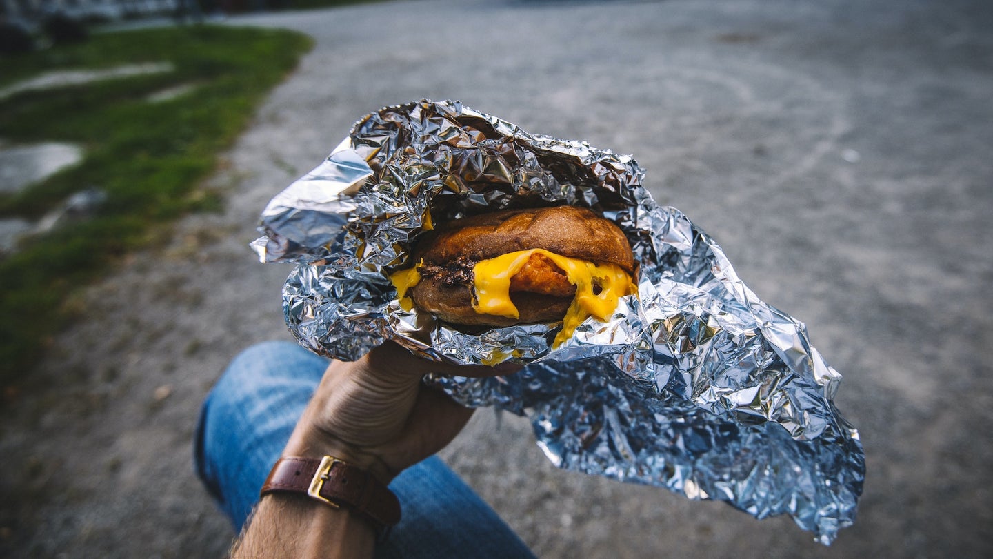 food wrapped in aluminum foil