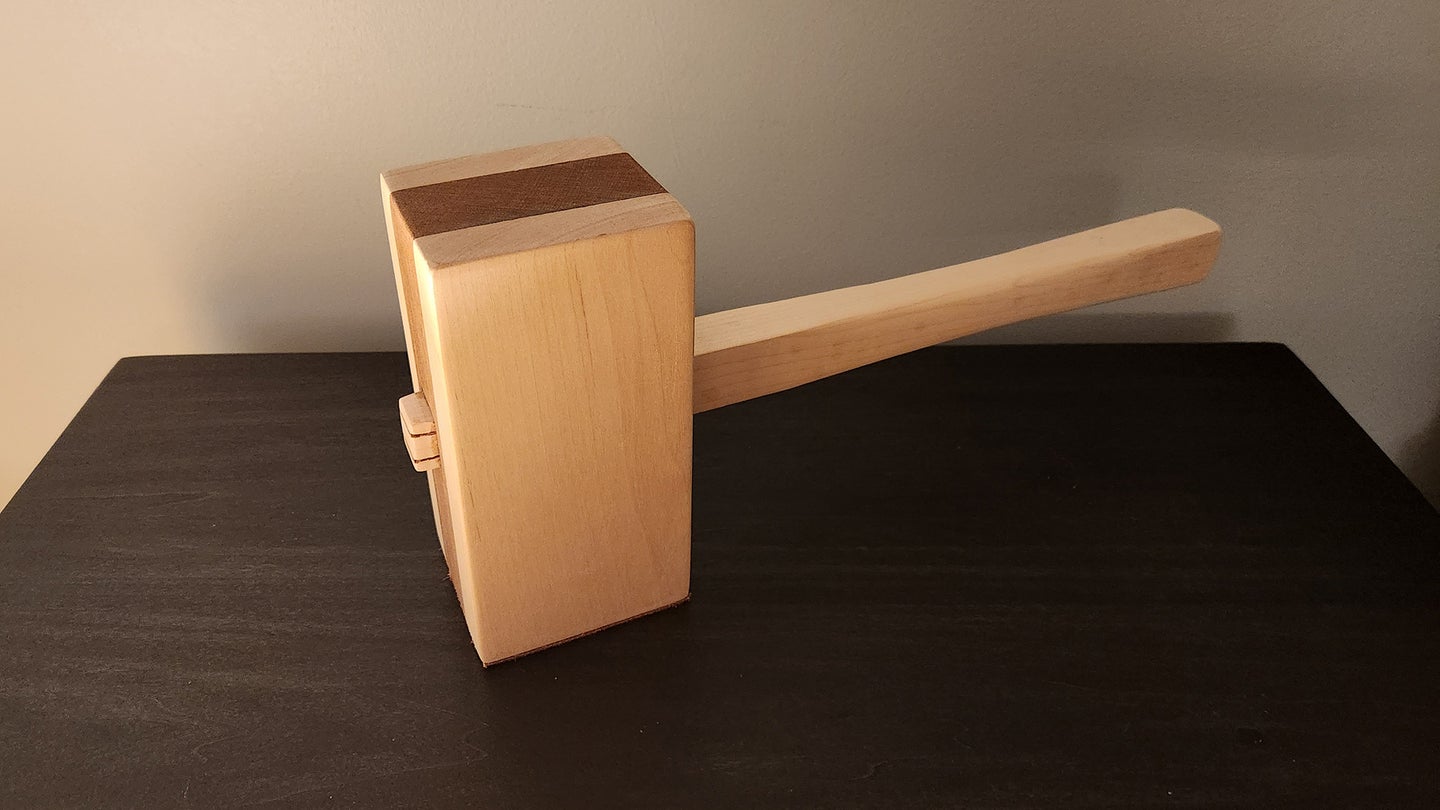 A wooden DIY dead-blow mallet