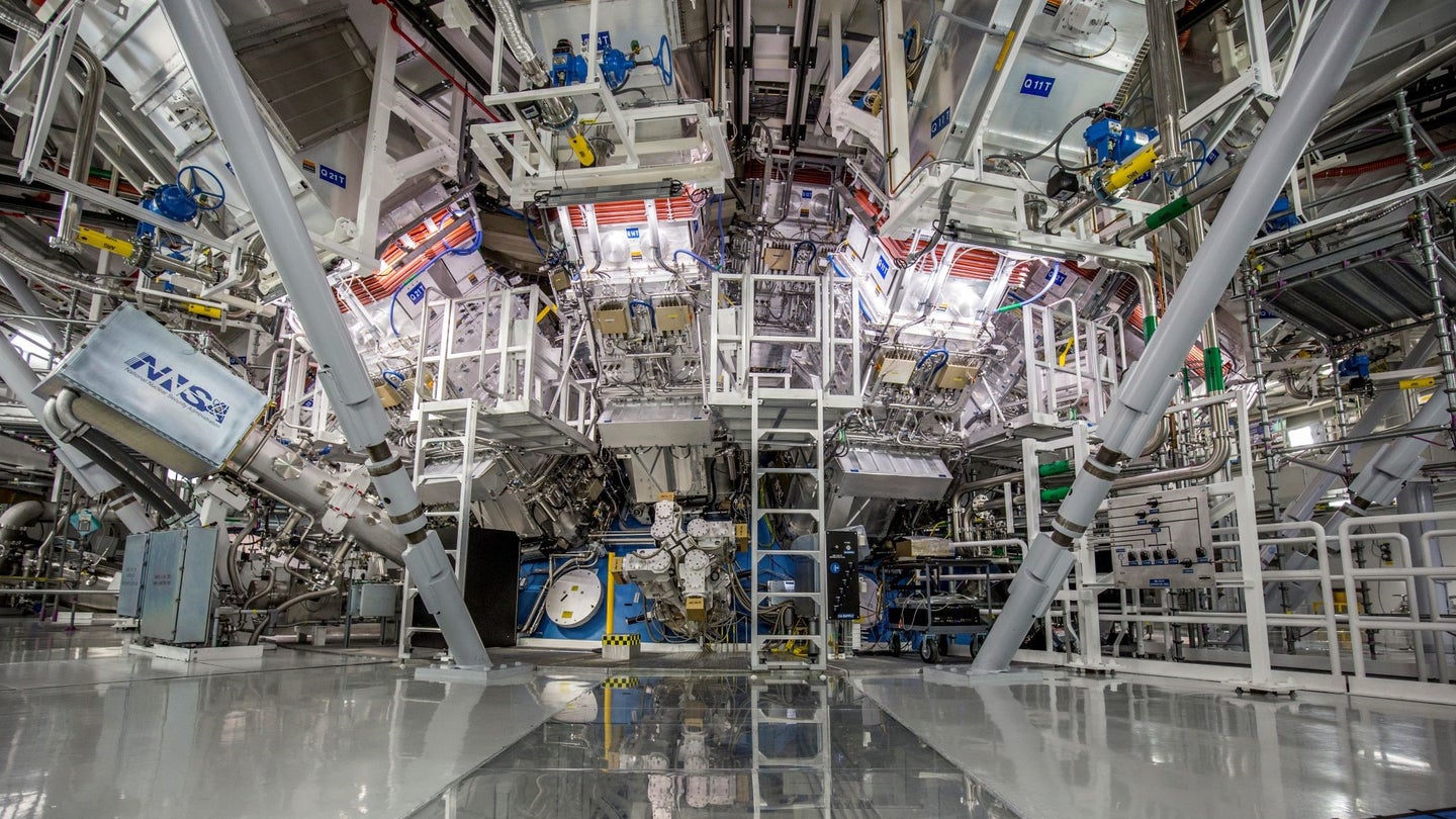 Machinery at the center of the National Ignition Facility.