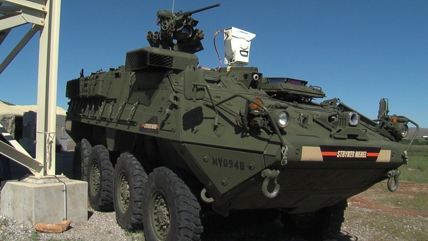 This Stryker vehicle has a 5-kW laser on it.