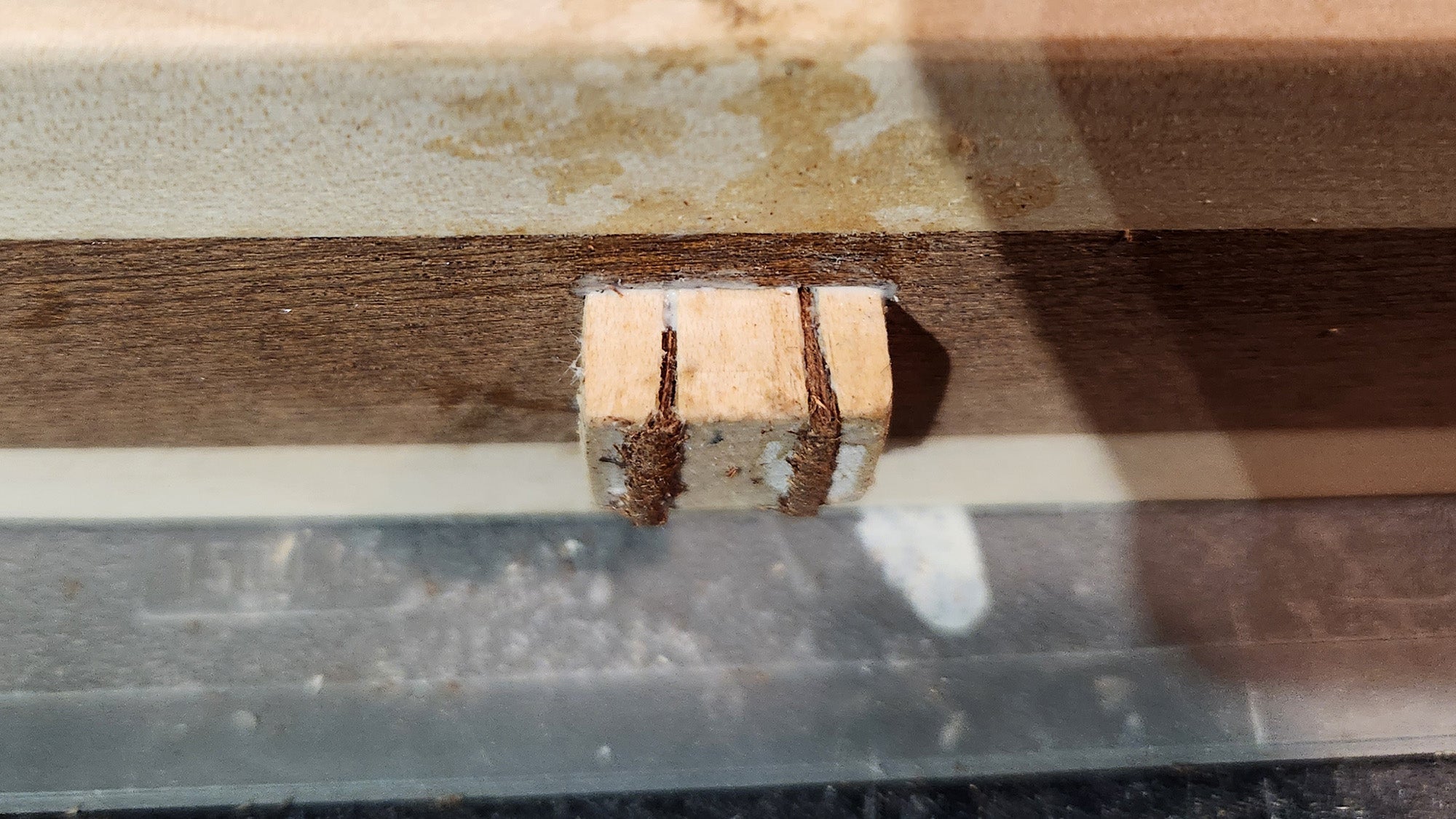 The wedged tenon in a DIY dead-blow mallet