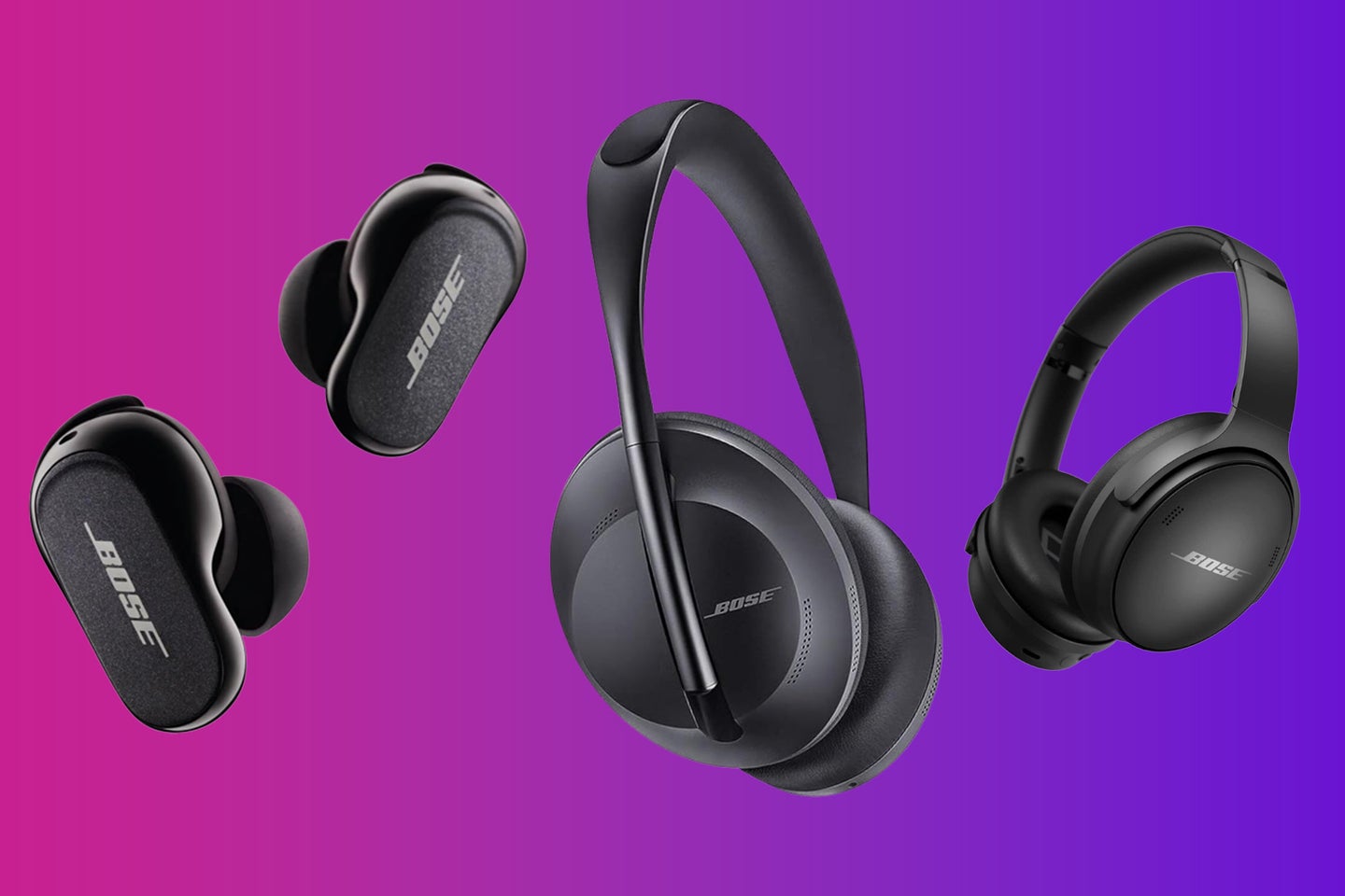 A lineup of bose headphones on sale
